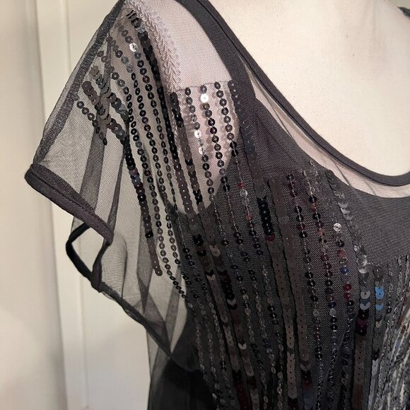NWT INC Black Jubilant 2 piece Sheer Sequin Top with Built in Camisole, Size M - Picture 8 of 16